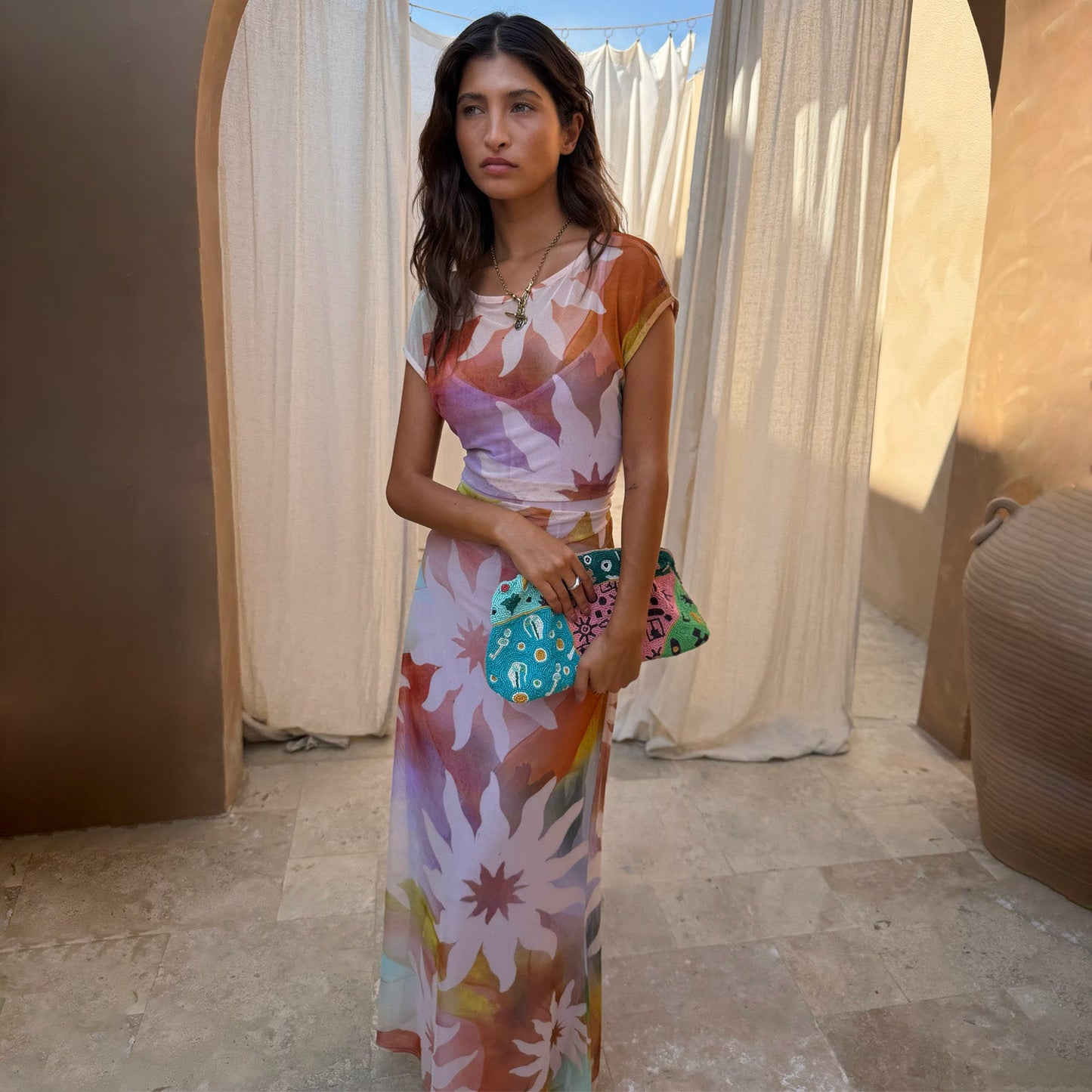Celestine Abstract Mesh Dress