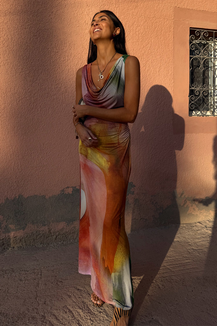 Malika Abstract Silk Dress