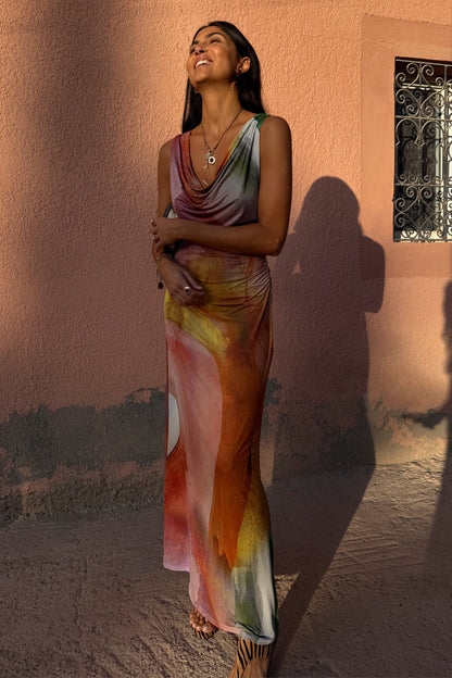 Malika Abstract Silk Dress