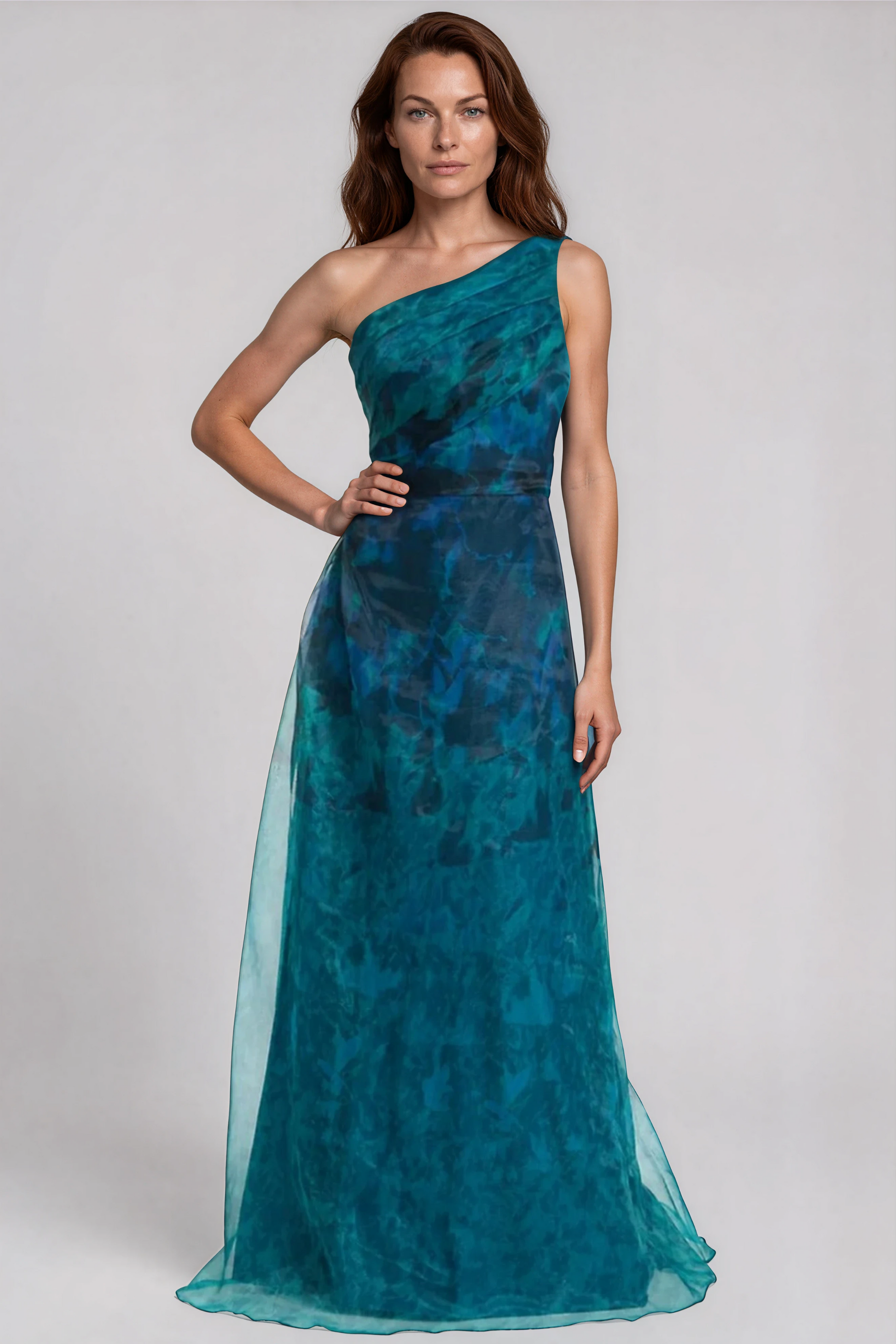 Line Organza Gown One Shoulder A-line Fil Coupe Gown