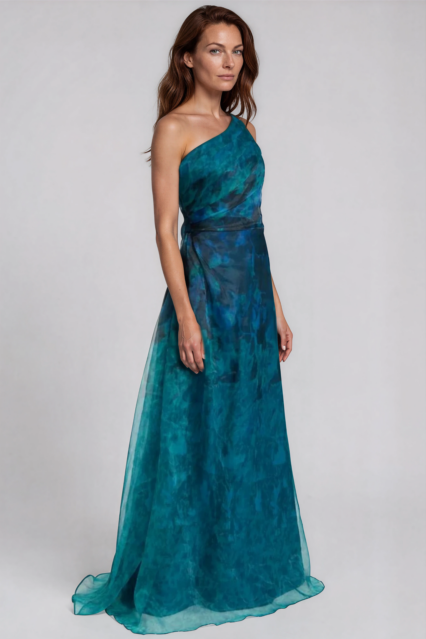 Line Organza Gown One Shoulder A-line Fil Coupe Gown