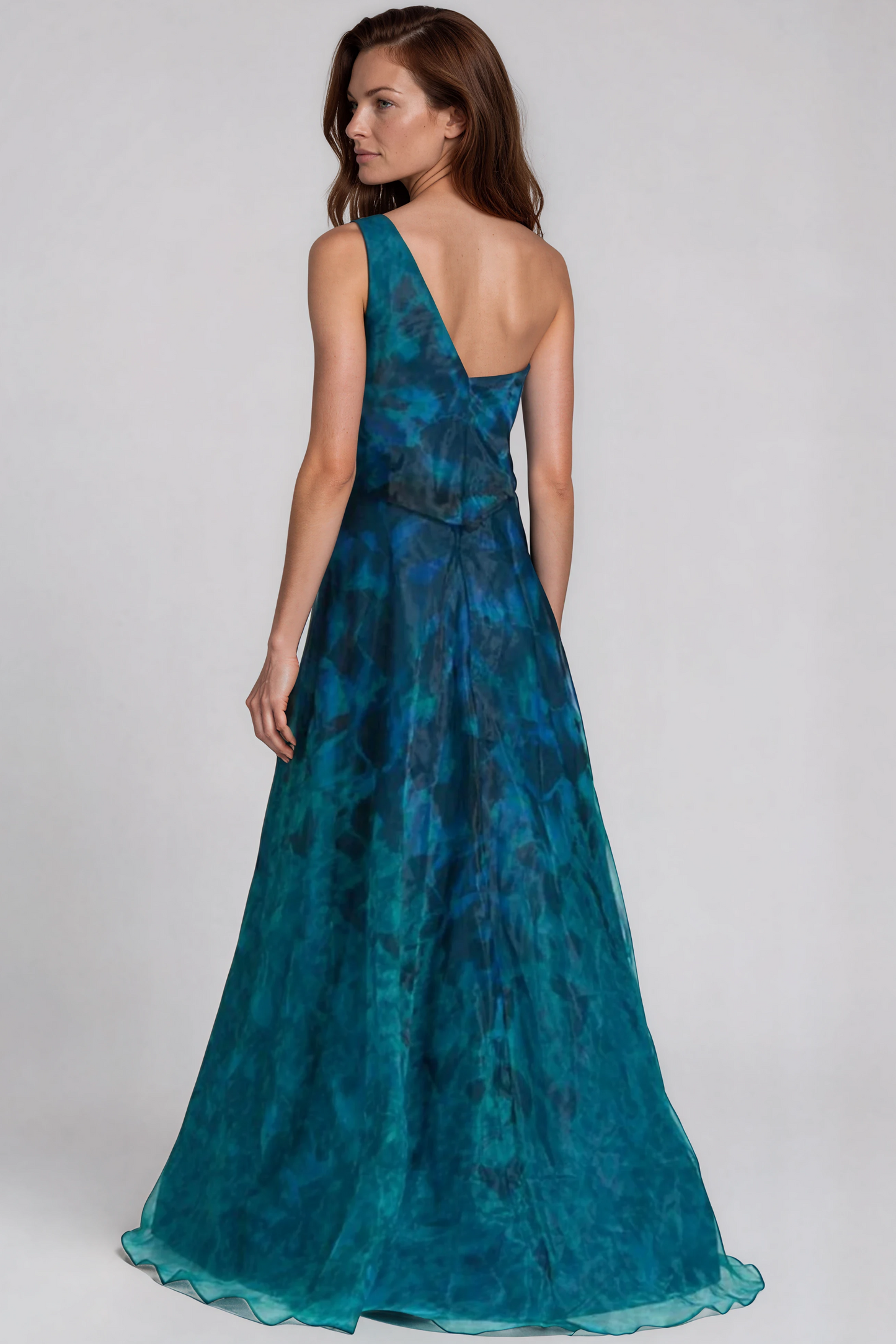 Line Organza Gown One Shoulder A-line Fil Coupe Gown