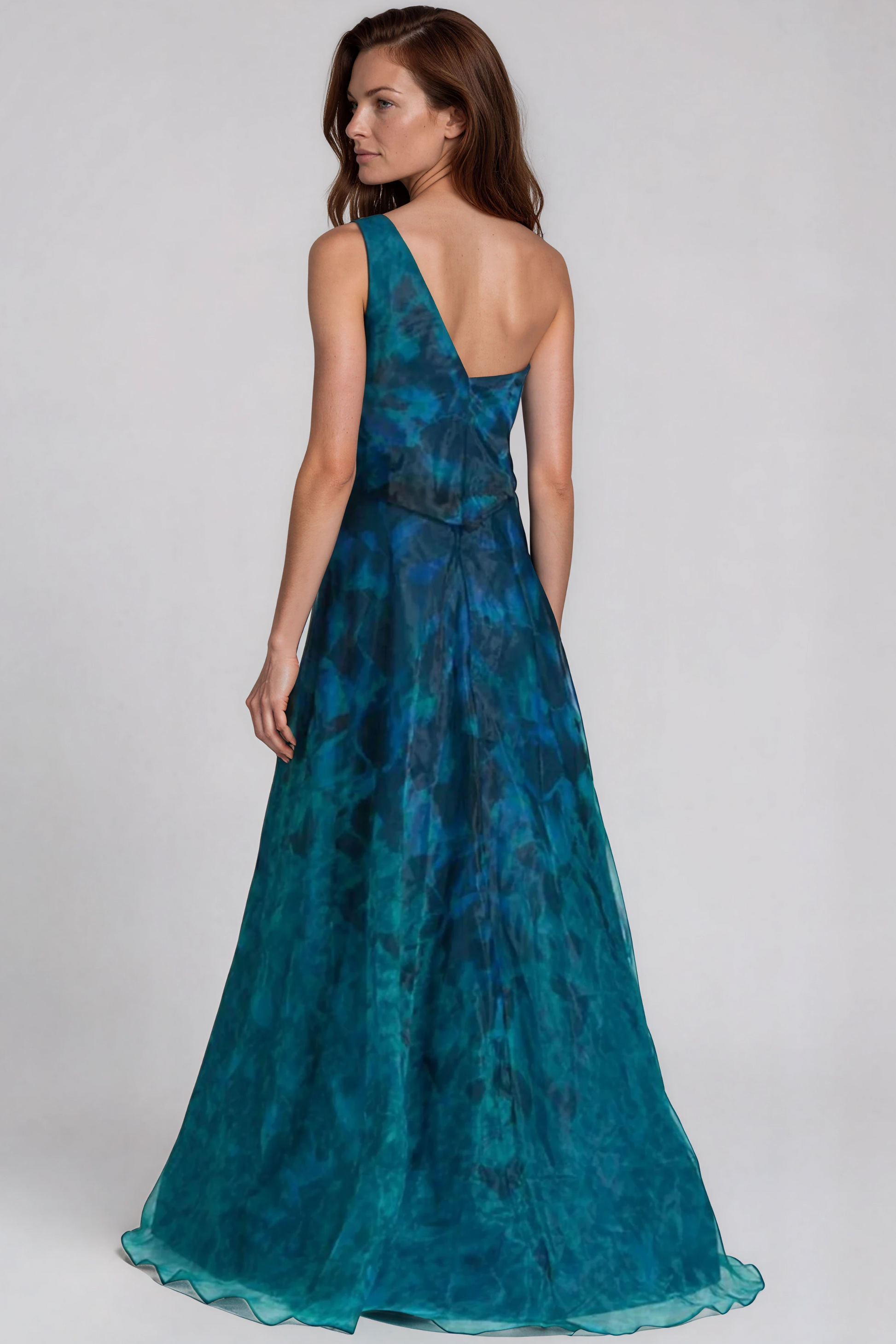 Line Organza Gown One Shoulder A-line Fil Coupe Gown