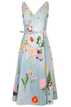Botanical Sleeveless Flare Midi Dress
