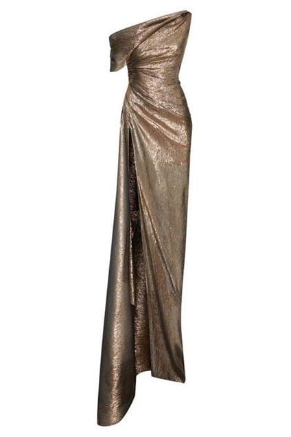 DRK GOLD Valentina One-Shoulder Draped Gown