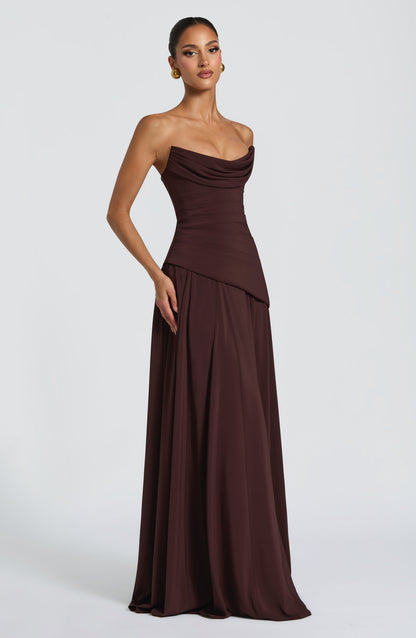 Plum Brown Patricia Maxi Dress - Blush