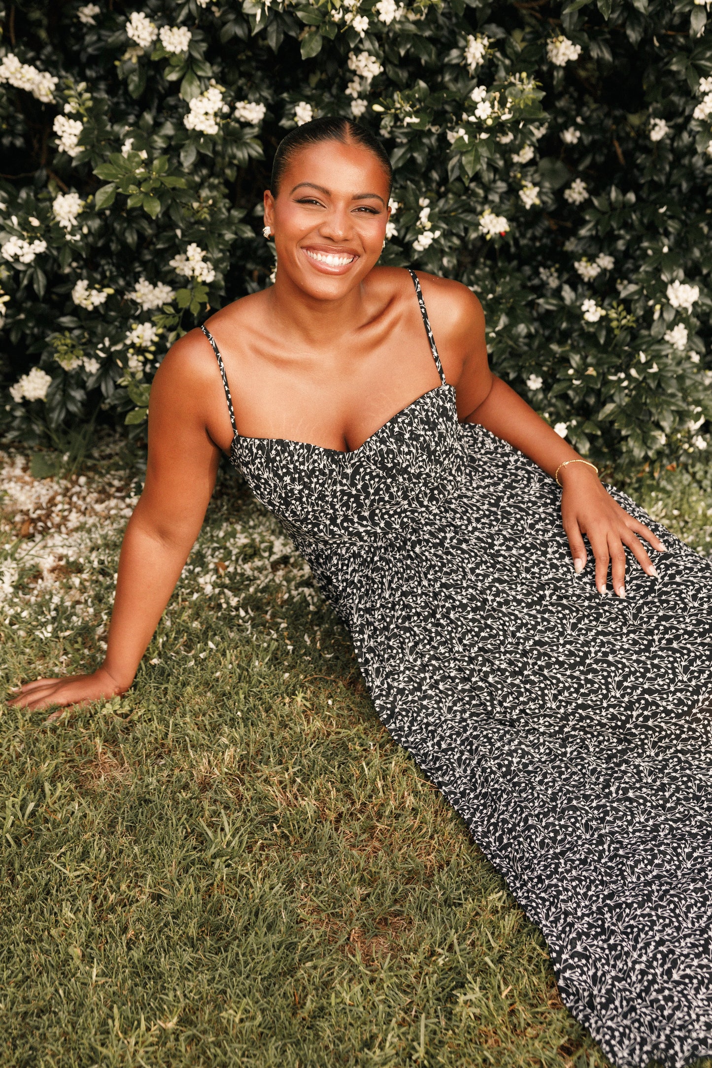 Black Floral Achanti Pleated Maxi Dress