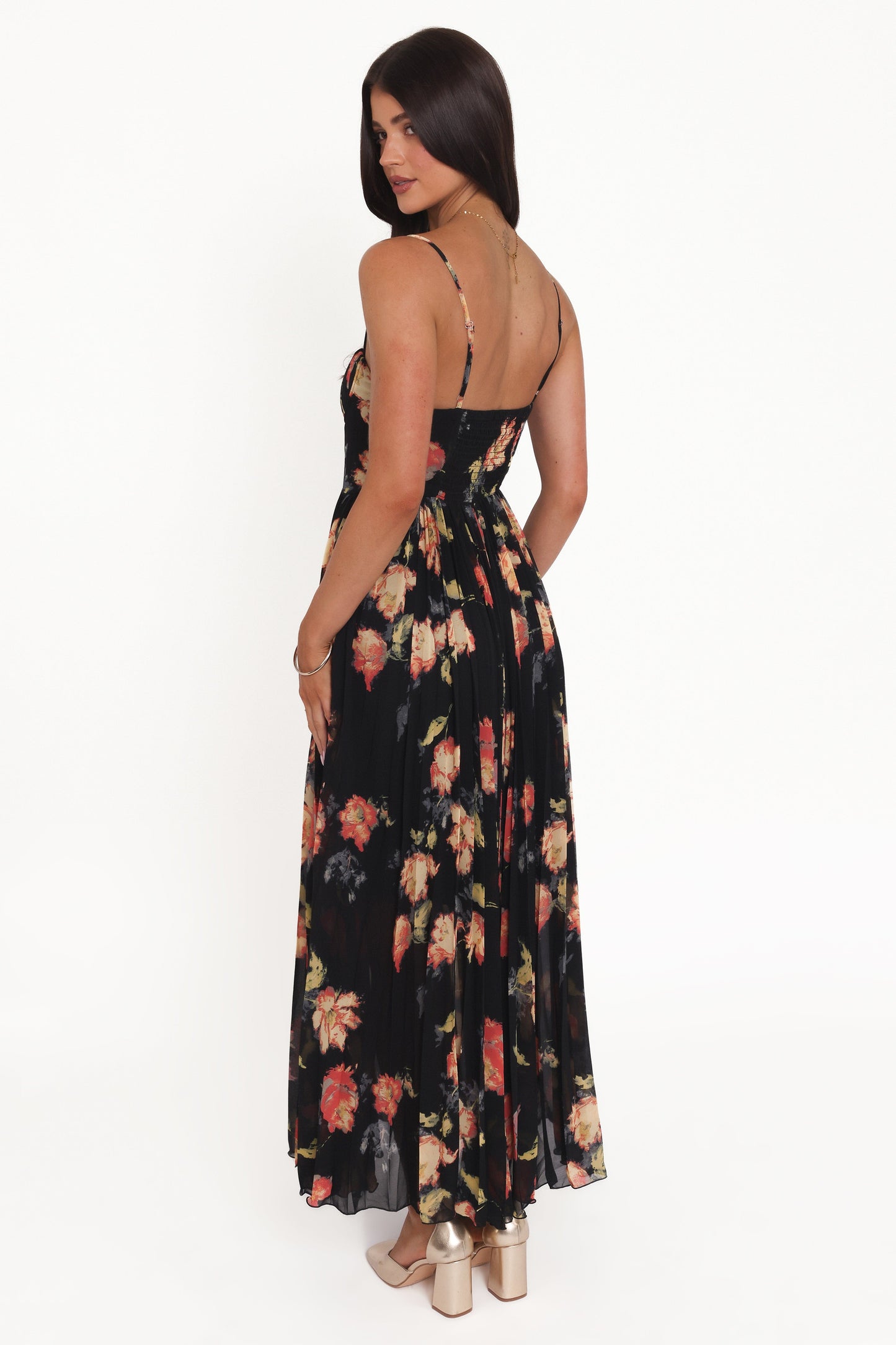 Black Multi Achanti Pleated Maxi Dress