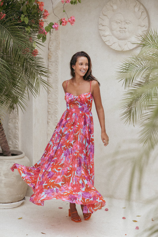 Pink Azalea Achanti Pleated Maxi Dress in Pink Azalea