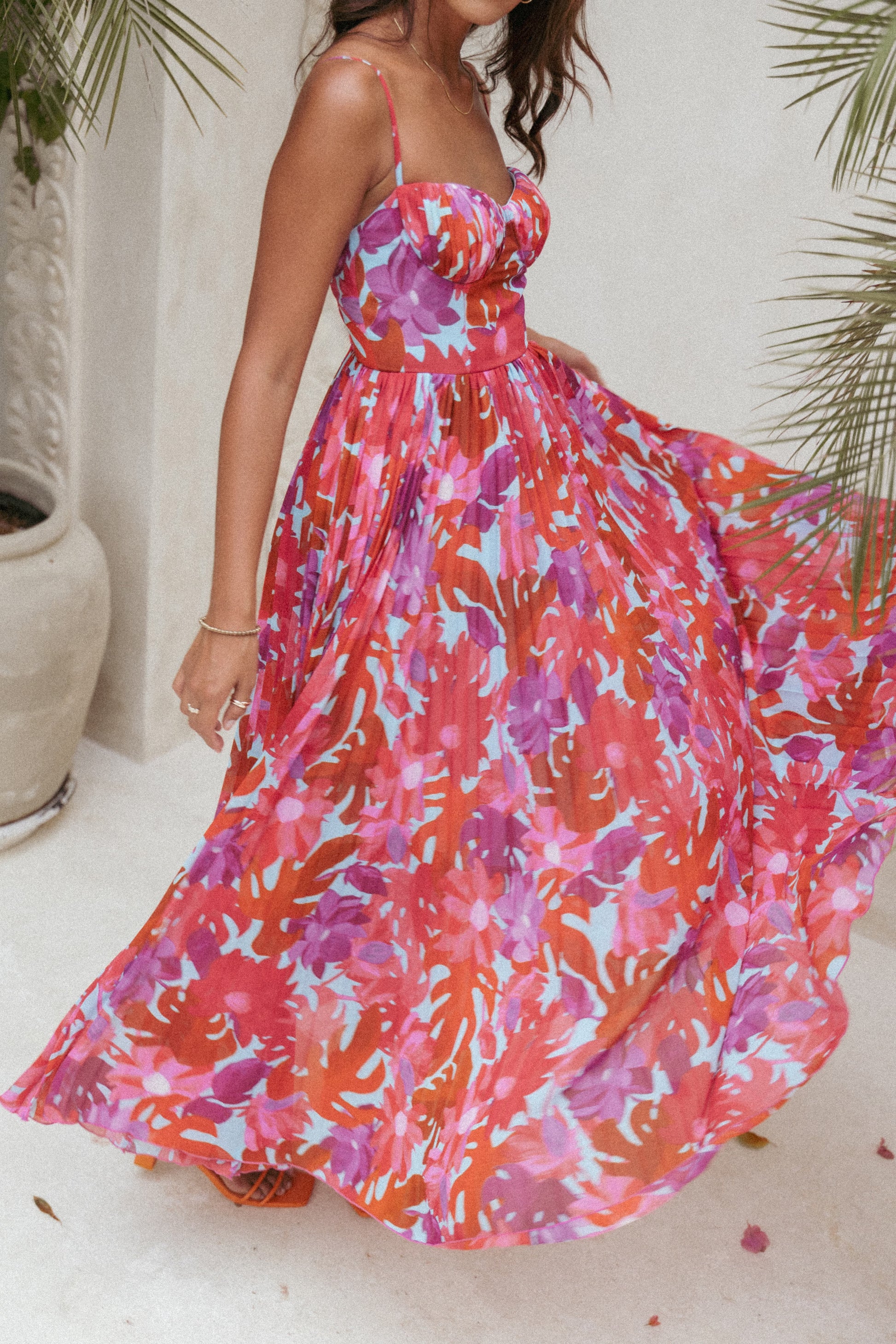 Pink Azalea Achanti Pleated Maxi Dress