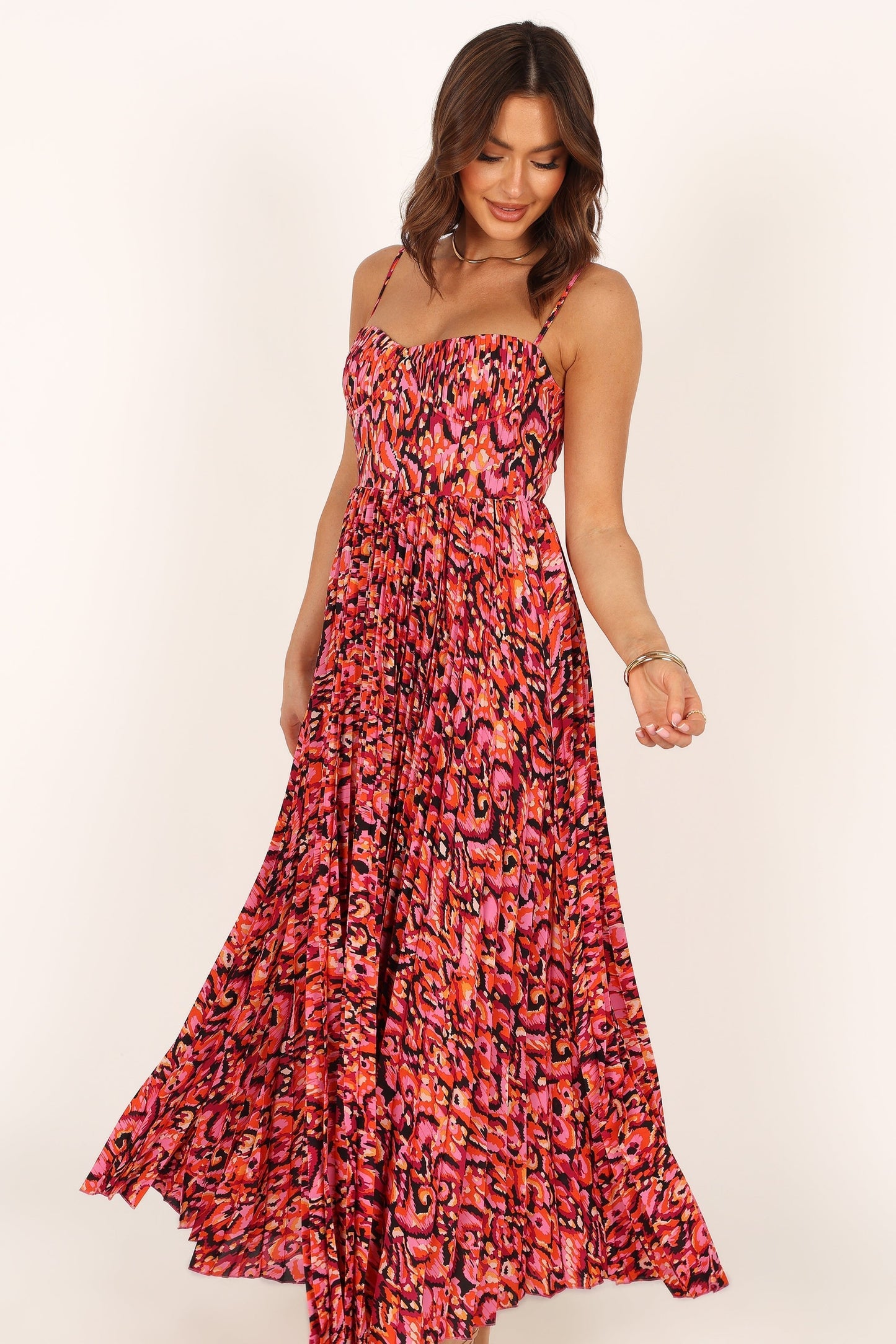 Pink Multi Achanti Pleated Maxi Dress