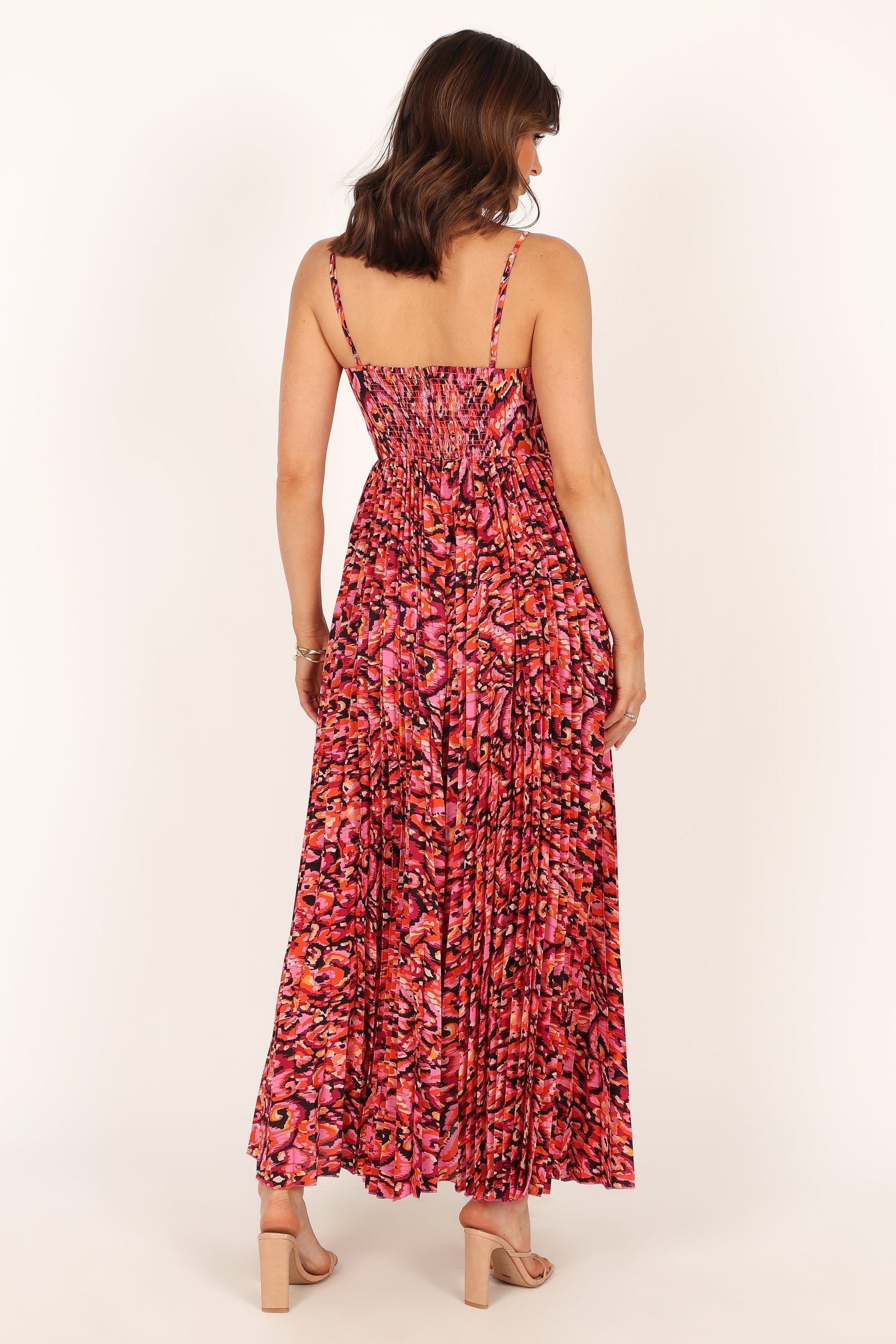 Pink Multi Achanti Pleated Maxi Dress in Pink Azalea
