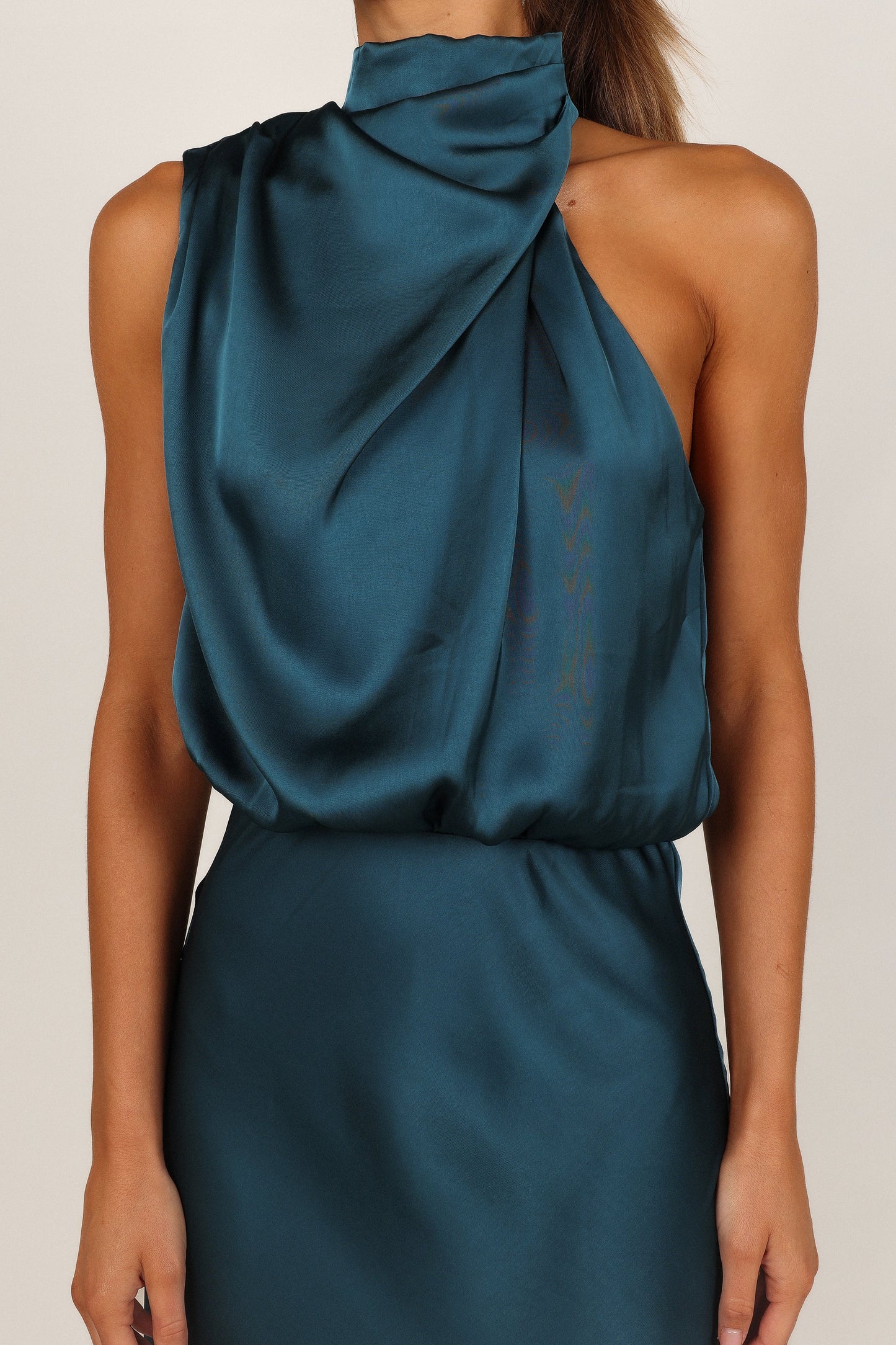 Teal Anabelle Halter Midi Dress in Pink Floral