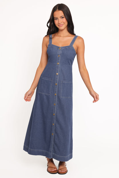 Mid Blue Denim Bettie Denim Midi Dress