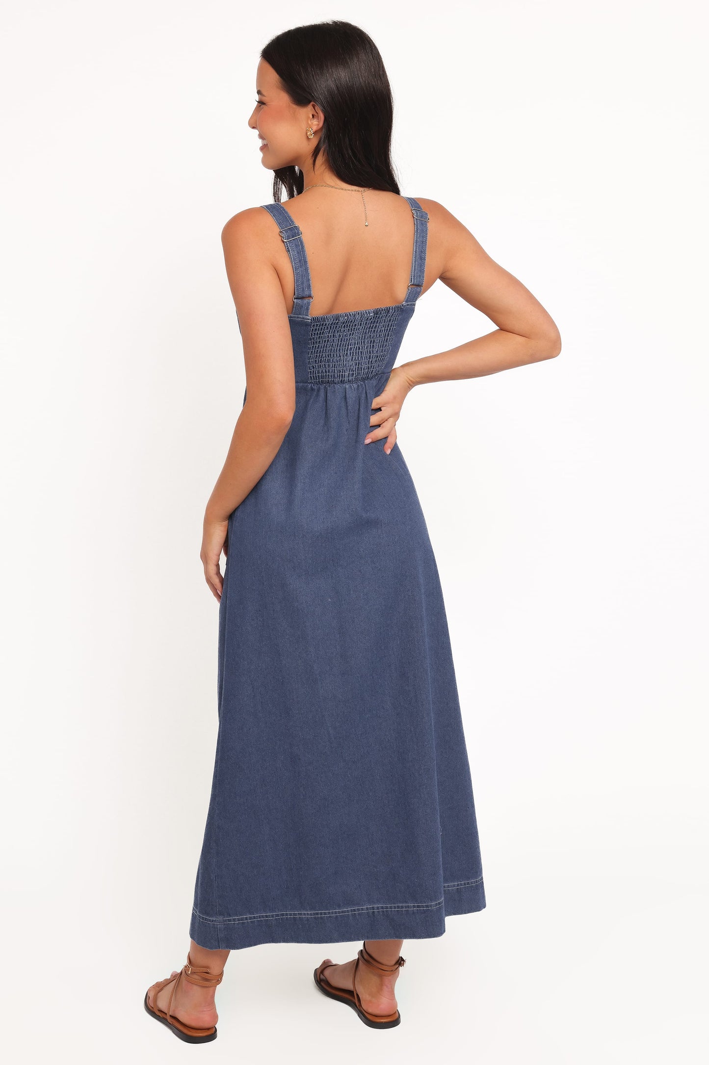Mid Blue Denim Bettie Denim Midi Dress