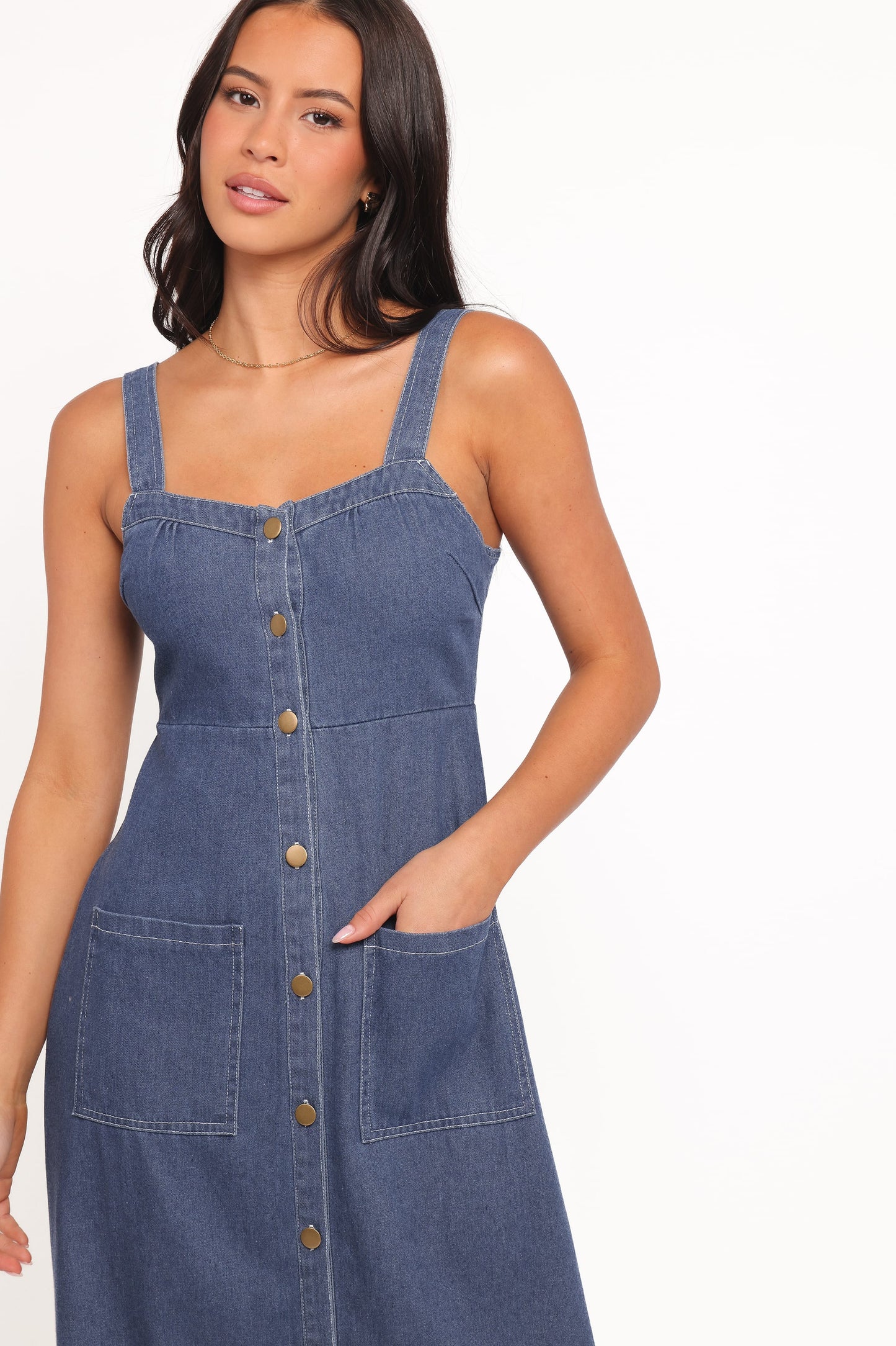 Mid Blue Denim Bettie Denim Midi Dress