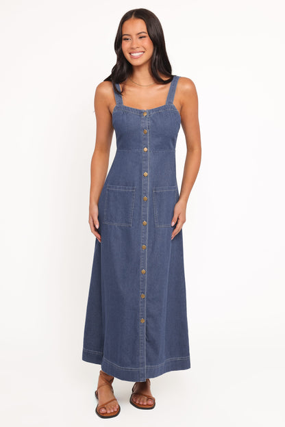 Mid Blue Denim Bettie Denim Midi Dress