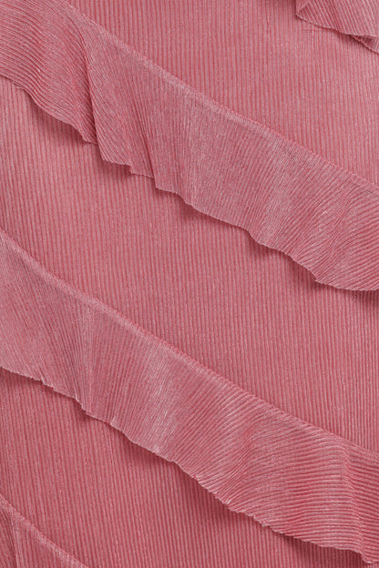 Pink Celia Ruffle Maxi Dress in Cerulean