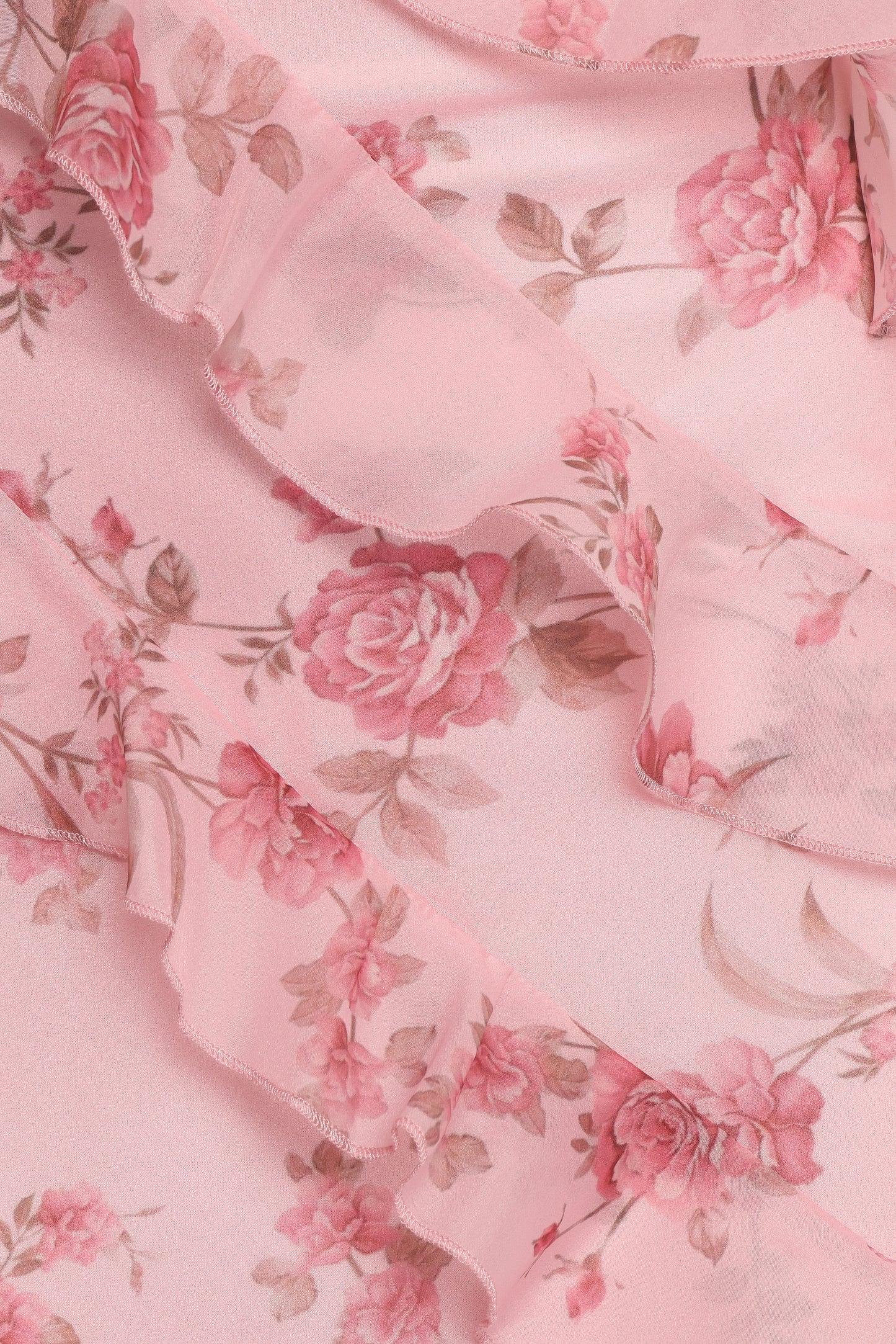 Pink Floral Celia Ruffle Maxi Dress in Cerulean
