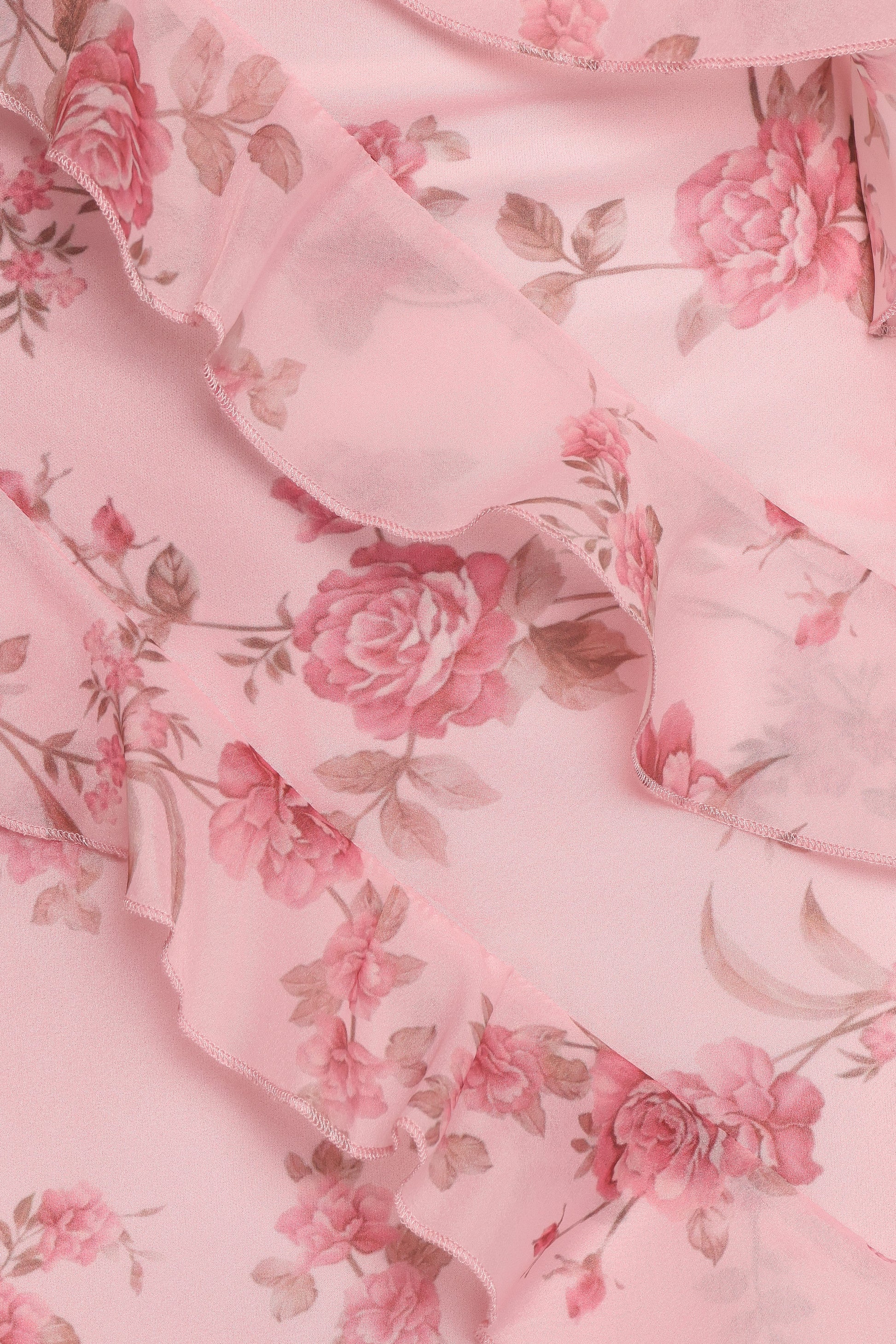 Pink Floral Celia Ruffle Maxi Dress in Cerulean