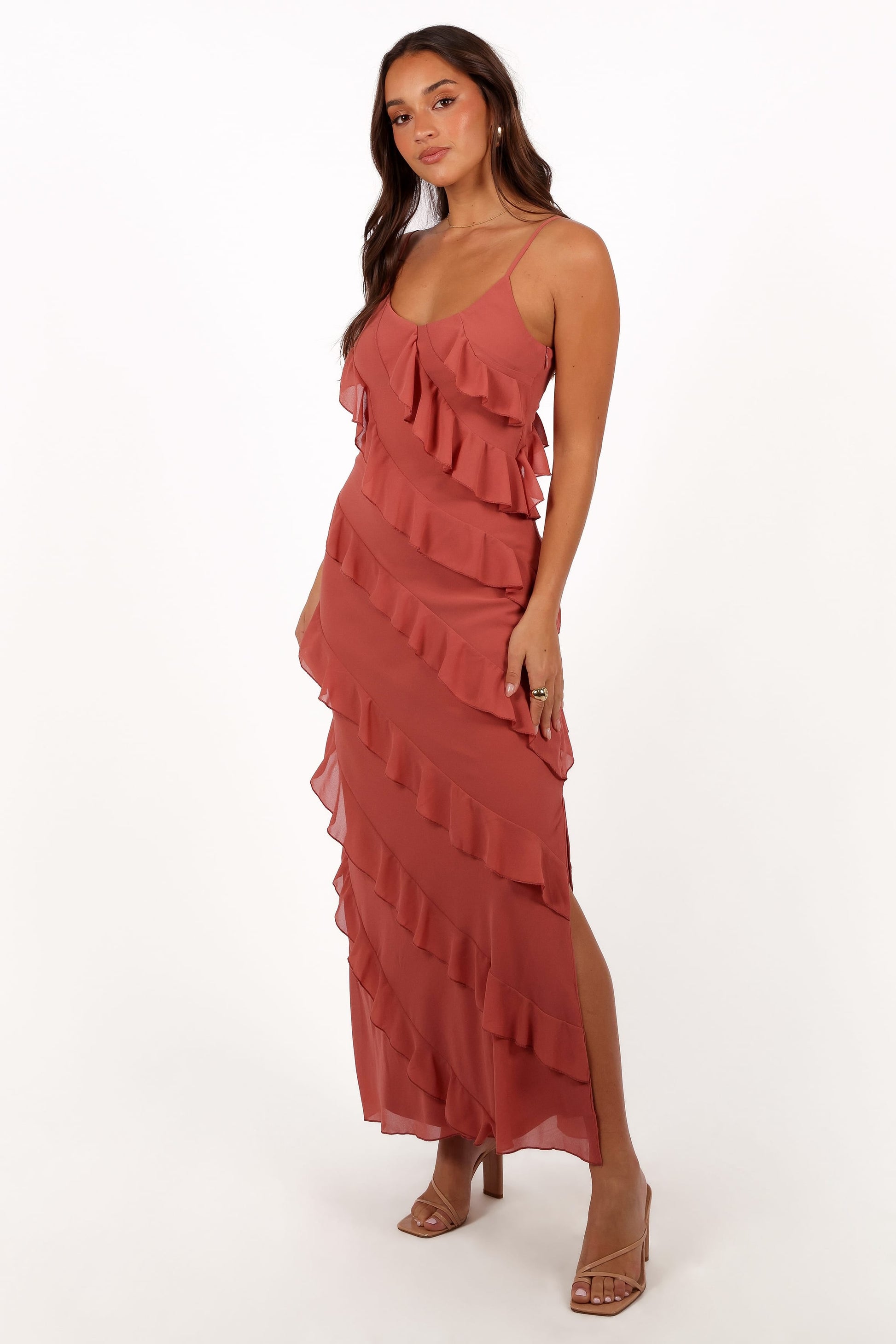 Rosewood Celia Ruffle Maxi Dress in Cerulean