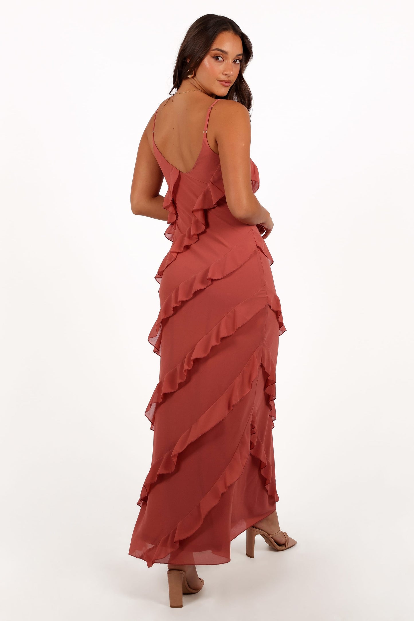 Rosewood Celia Ruffle Maxi Dress in Cerulean