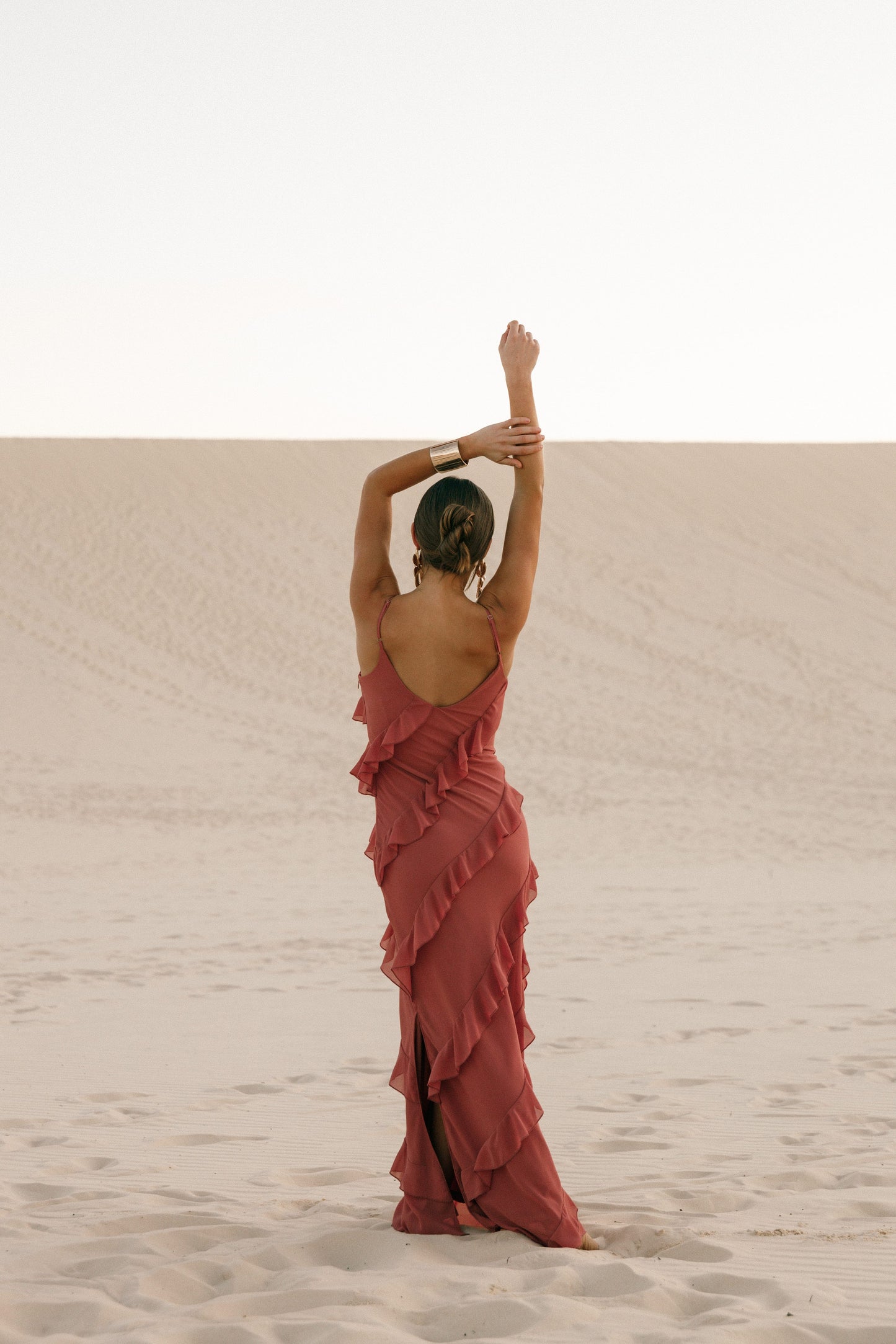Rosewood Celia Ruffle Maxi Dress in Cerulean