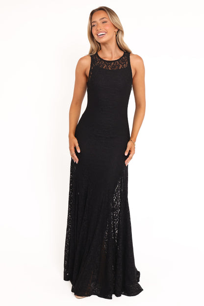 Black Lace Keani Peony Maxi Dress