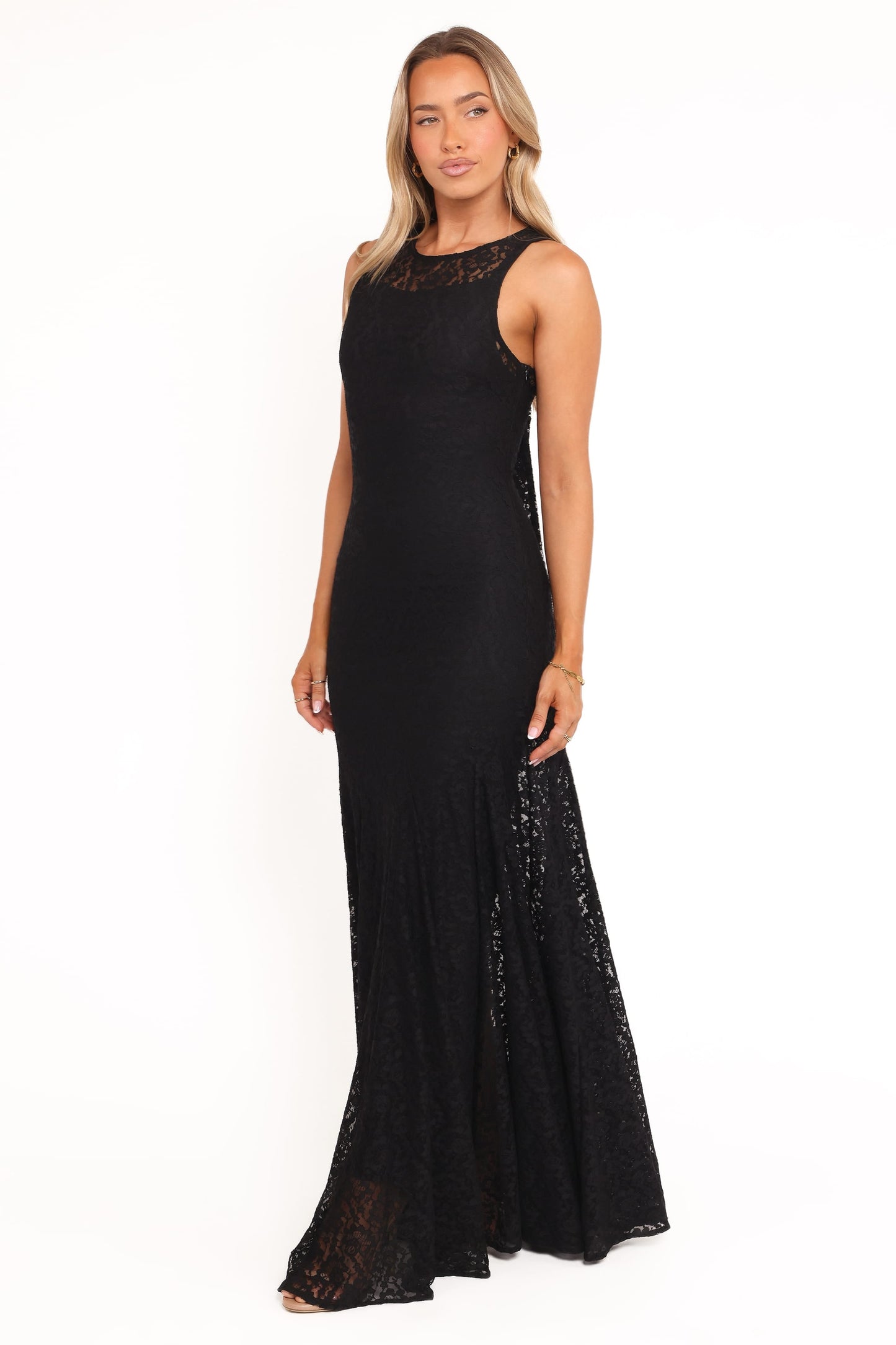 Black Lace Keani Peony Maxi Dress