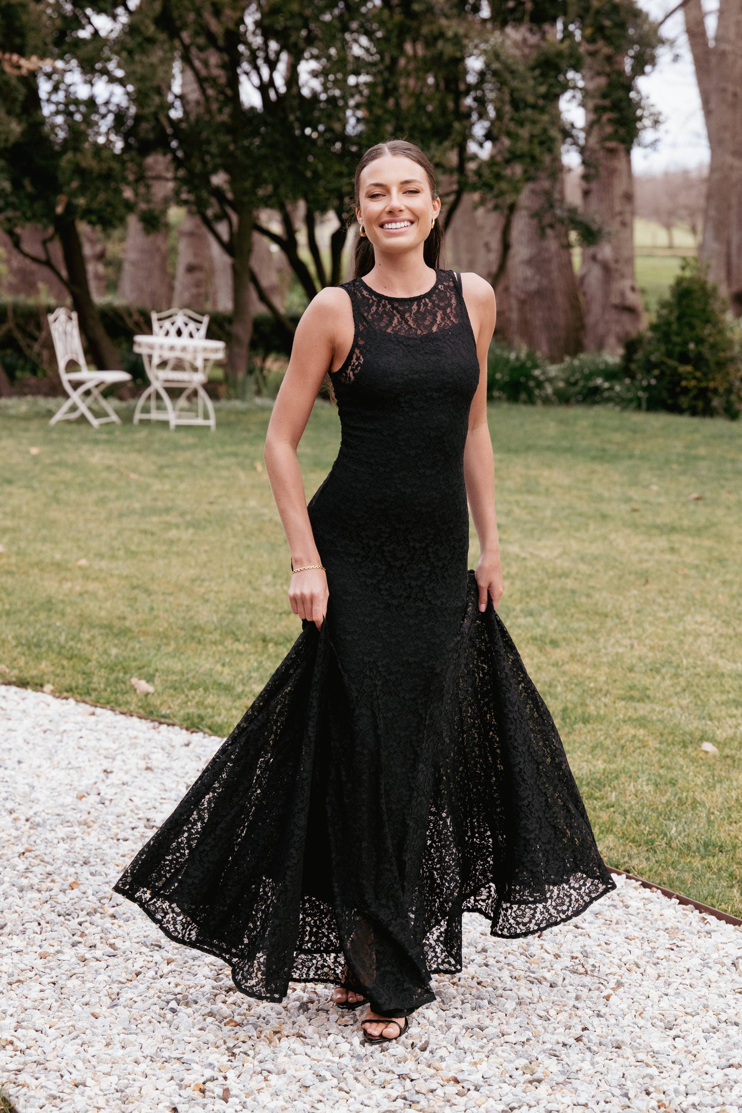 Black Lace Keani Peony Maxi Dress