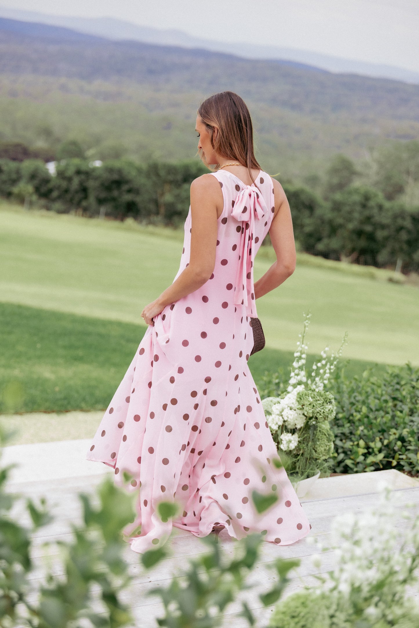 Pink Polka Dot Keani Peony Maxi Dress