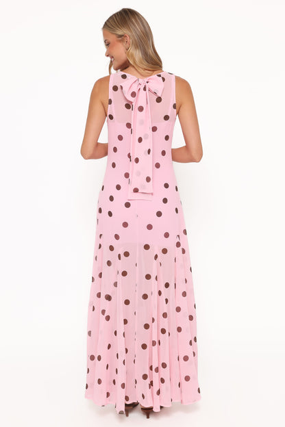 Pink Polka Dot Keani Peony Maxi Dress