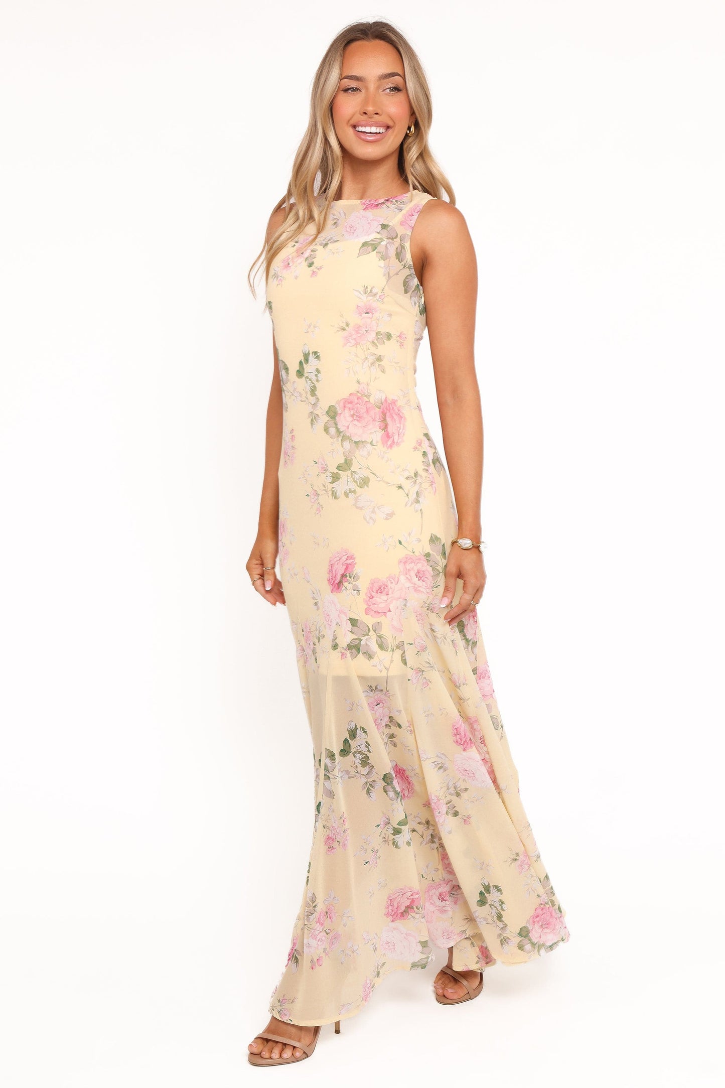 Yellow Floral Keani Peony Maxi Dress