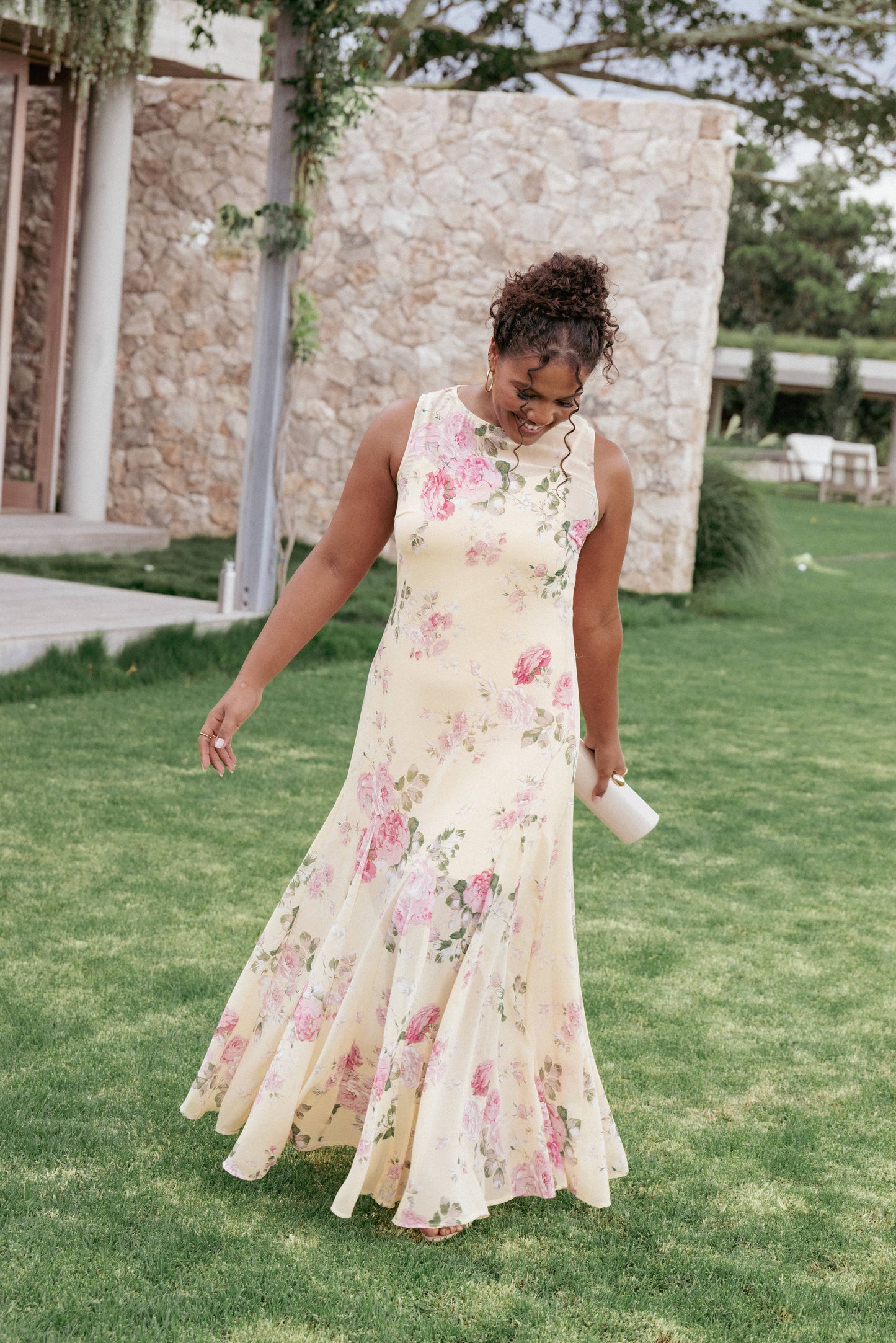 Yellow Floral Keani Peony Maxi Dress