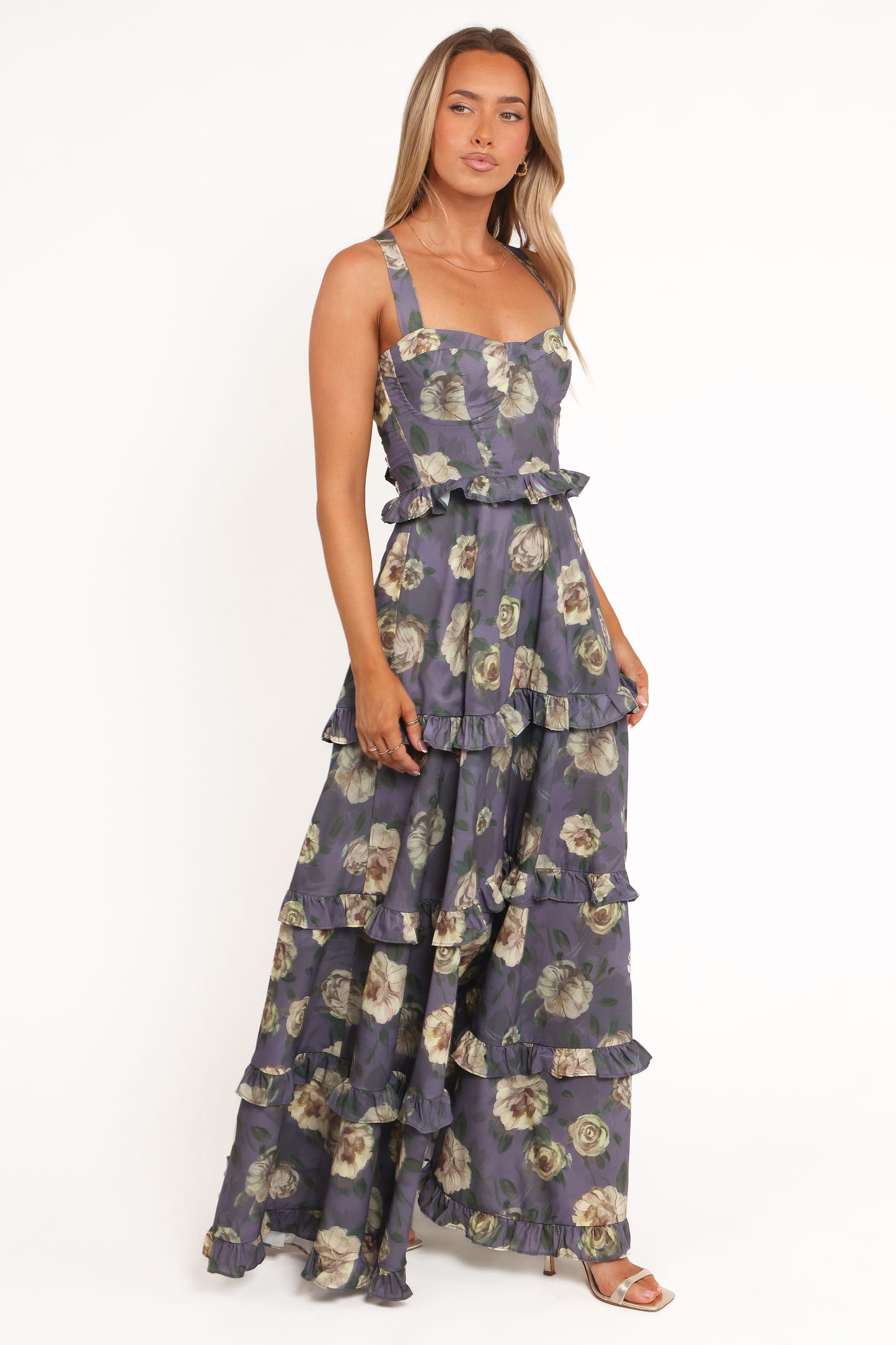Lavender Floral Lillee Tiered Maxi Dress in Lavender Floral
