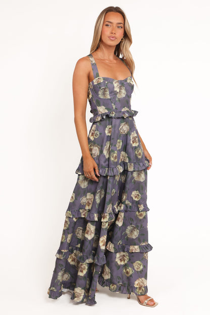 Lavender Floral Lillee Tiered Maxi Dress in Lavender Floral