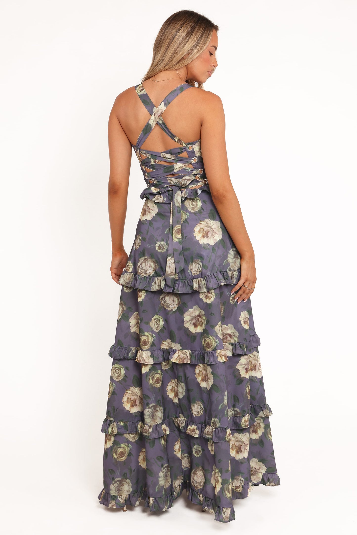 Lavender Floral Lillee Tiered Maxi Dress in Lavender Floral