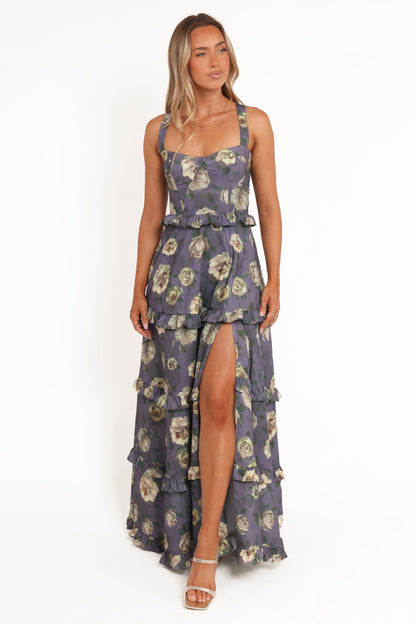 Lavender Floral Lillee Tiered Maxi Dress in Lavender Floral