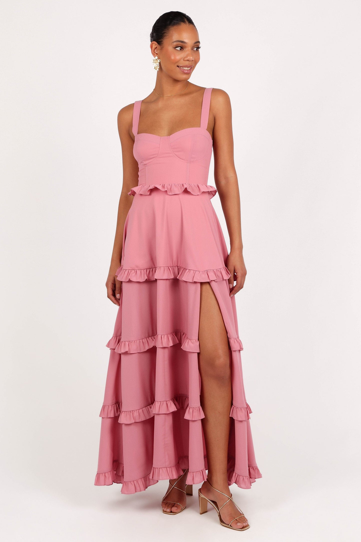Mauve Lillee Tiered Maxi Dress in Lavender Floral