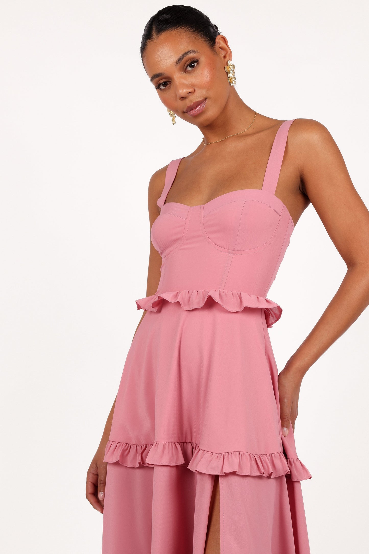 Mauve Lillee Tiered Maxi Dress in Lavender Floral