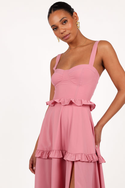 Mauve Lillee Tiered Maxi Dress in Lavender Floral