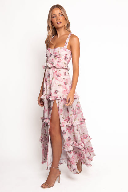 Pink Bloom Lillee Tiered Maxi Dress in Lavender Floral