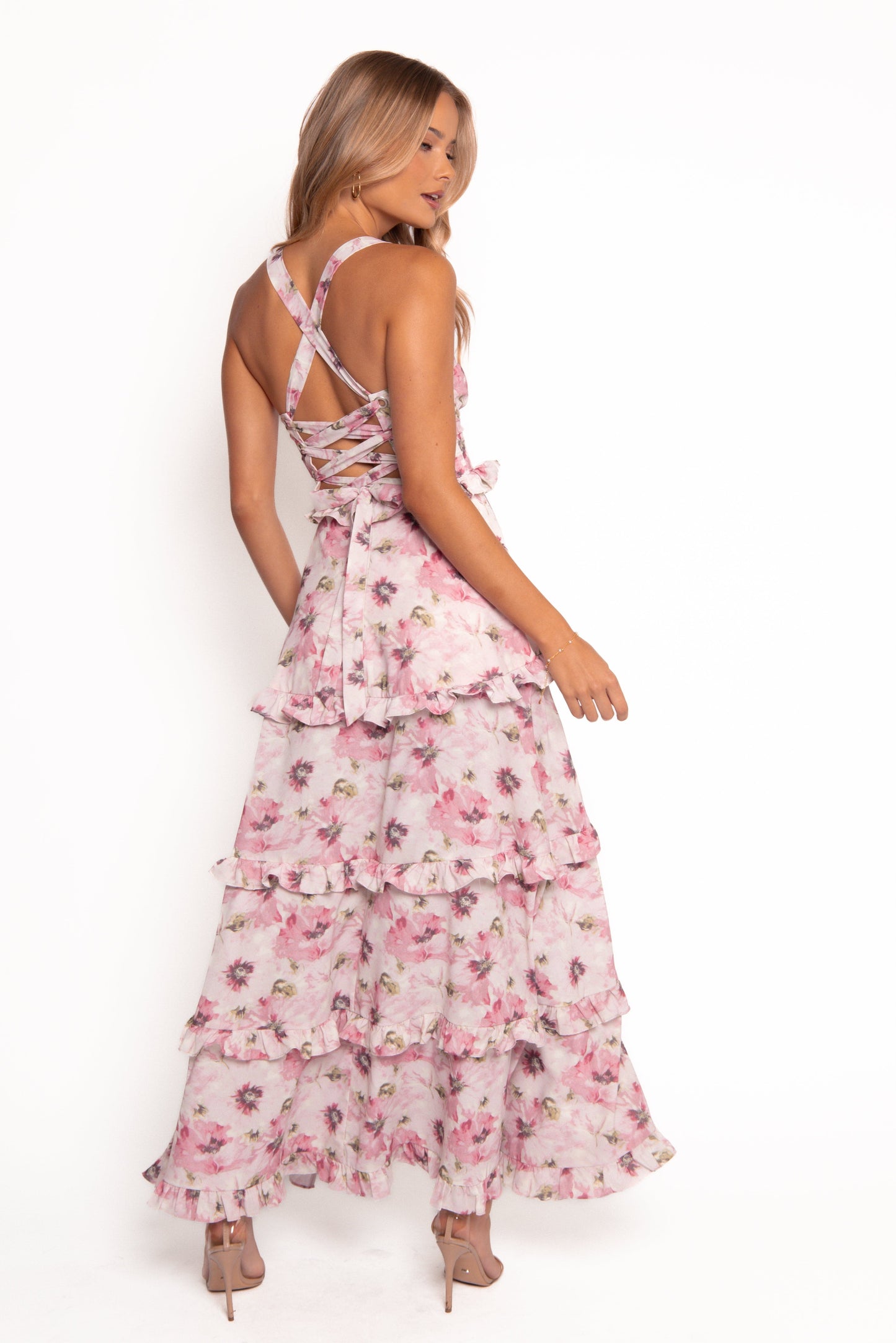 Pink Bloom Lillee Tiered Maxi Dress in Lavender Floral