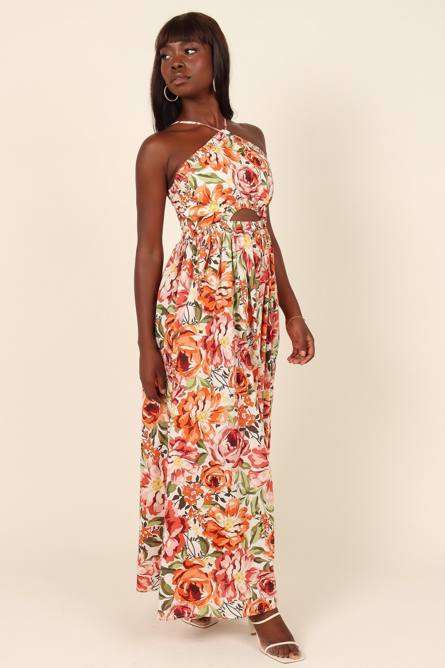 Orange Floral Madeira Floral Midi Dress