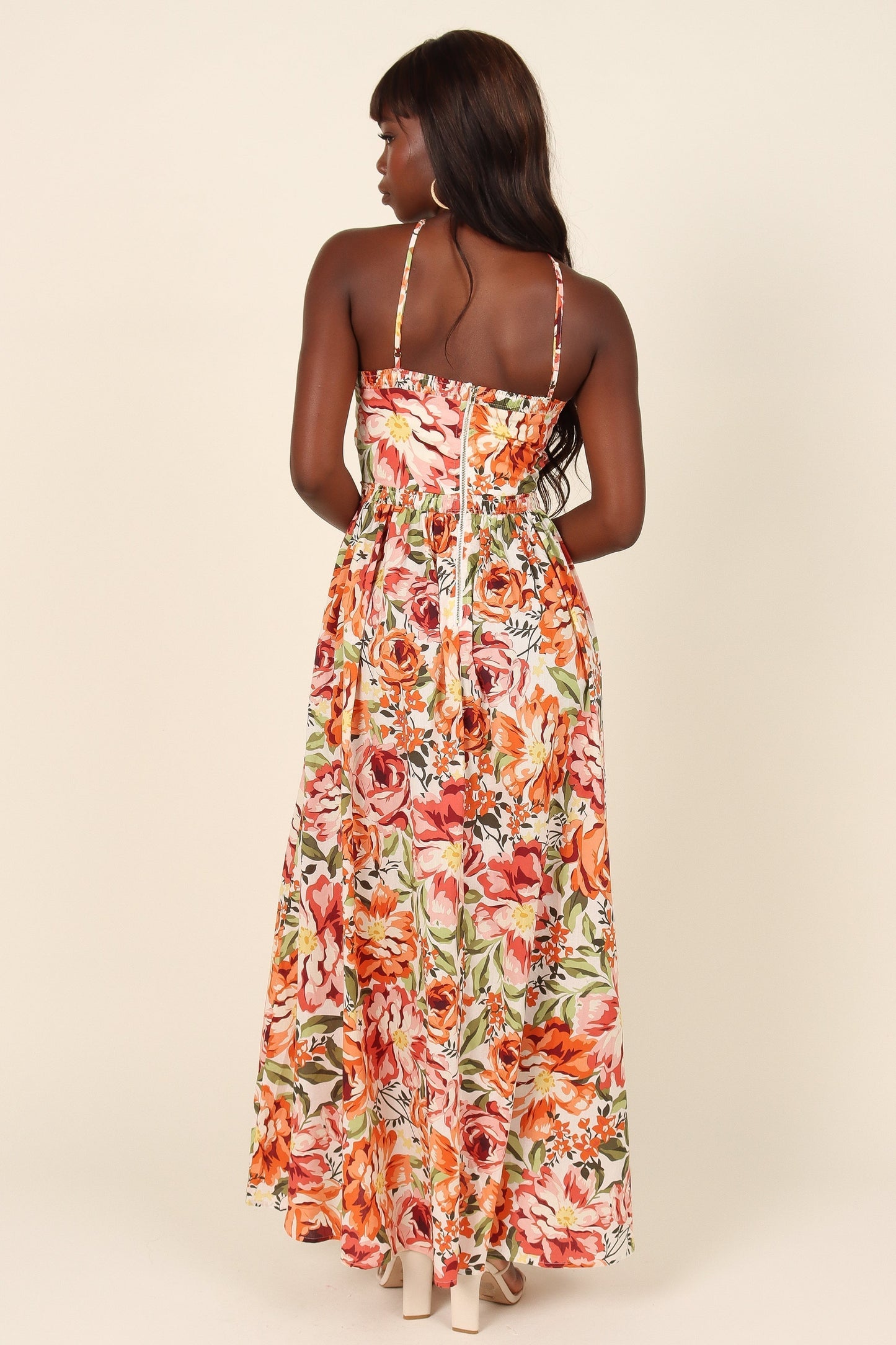 Orange Floral Madeira Floral Midi Dress