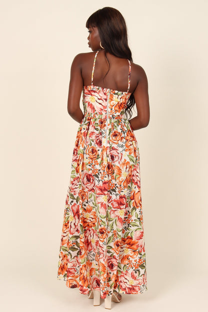 Orange Floral Madeira Floral Midi Dress