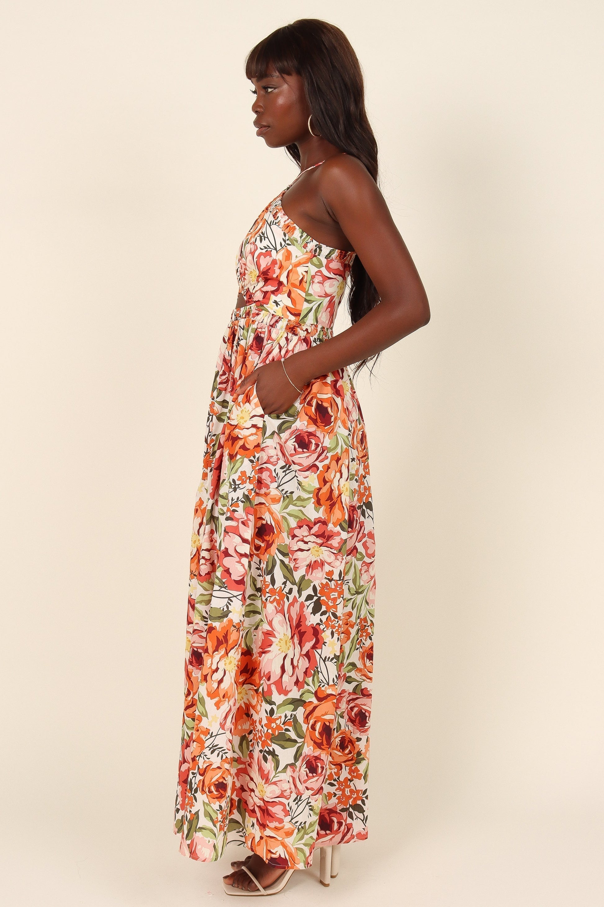 Orange Floral Madeira Floral Midi Dress