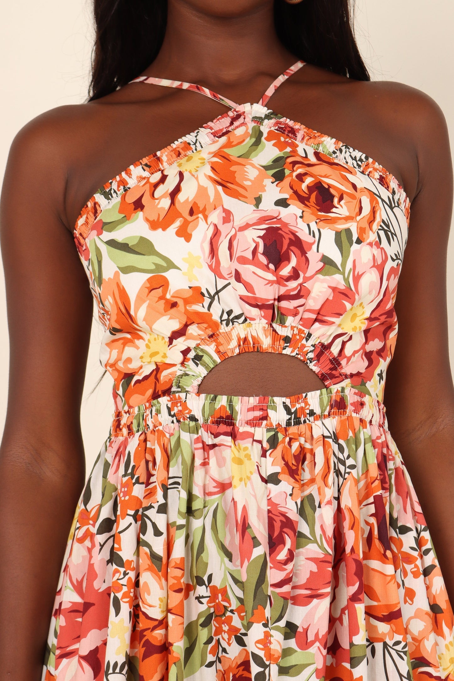 Orange Floral Madeira Floral Midi Dress