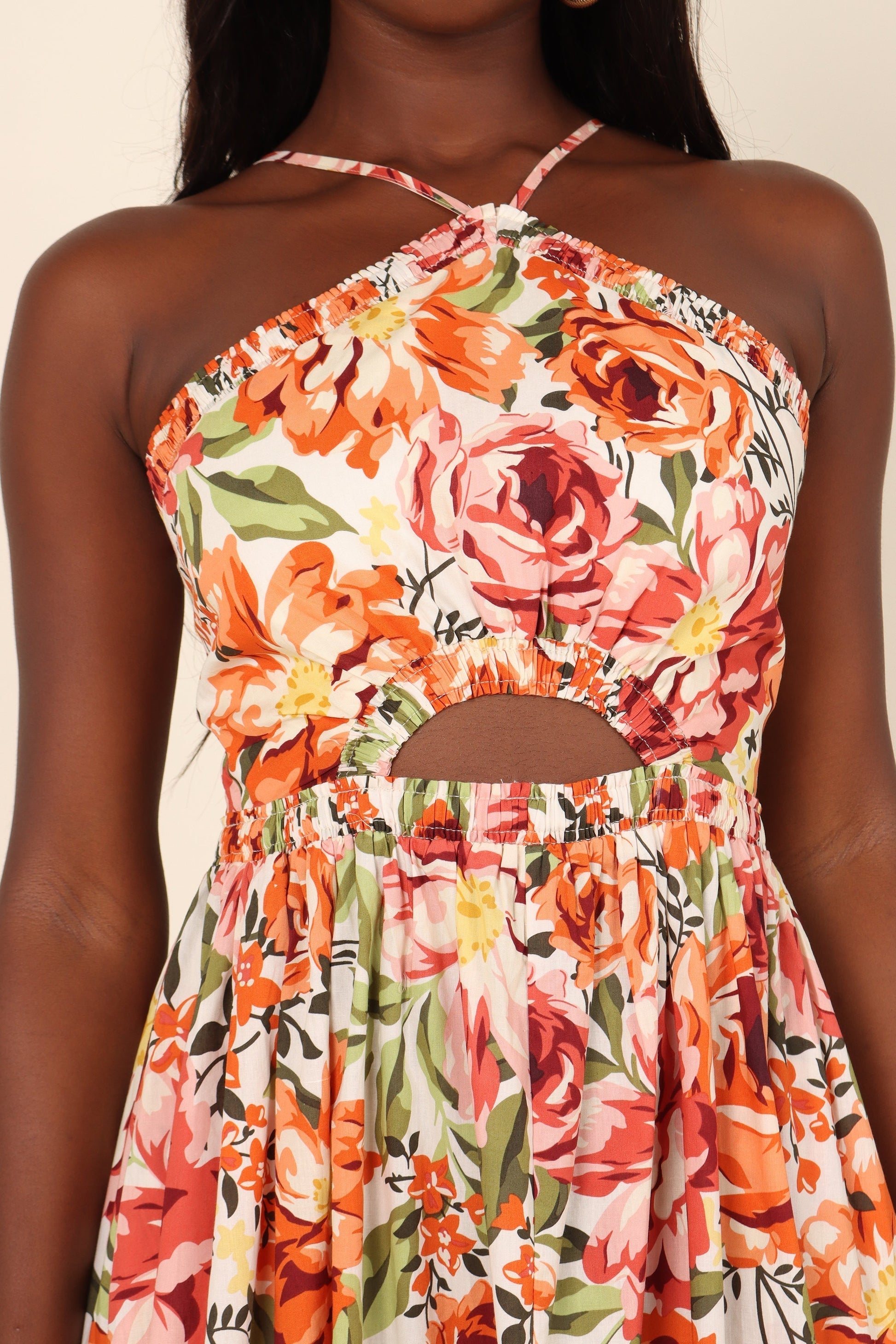 Orange Floral Madeira Floral Midi Dress