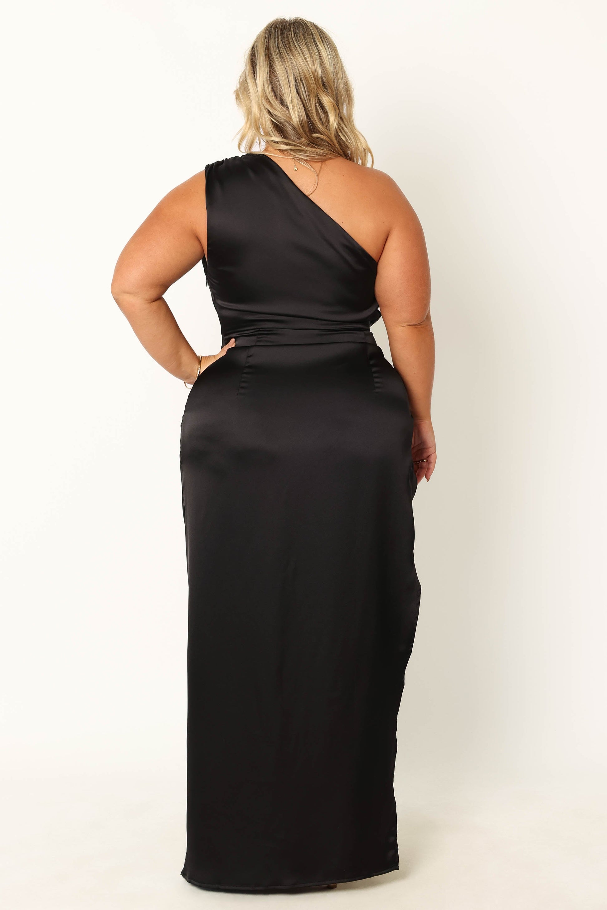 Black Nadia One-Shoulder Maxi Dress in Navy
